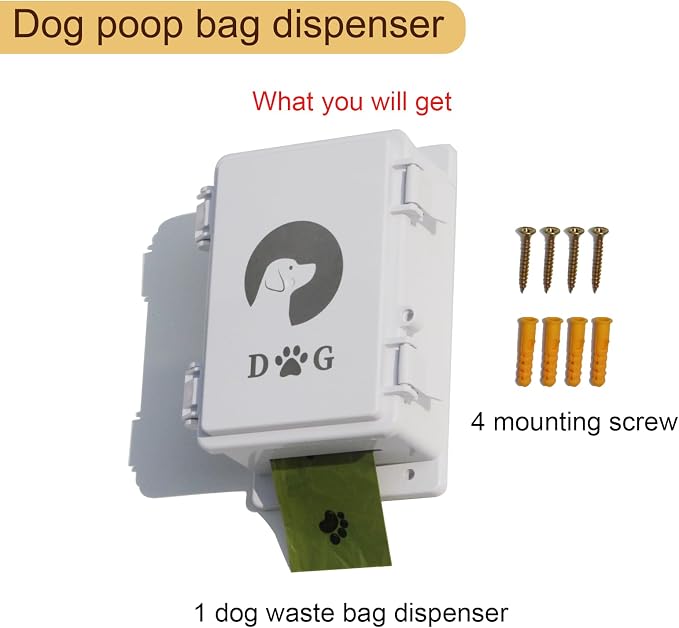 Wall Mounted Dog Poop Bag Dispenser - Heavy Duty Waterproof ABS Plastic Pet Waste Station, Indoor/Outdoor Holder for Yard, Patio, Garage & Lawn | Easy Access Design - Image 6