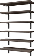 Wood Floating Shelves Set of 6, Shelves for Wall Decor, Farmhouse Shelf for Bedroom, Bathroom Storage Shelves, Book Shelves for Living Room, Dark Brown by WOPITUESOfficial