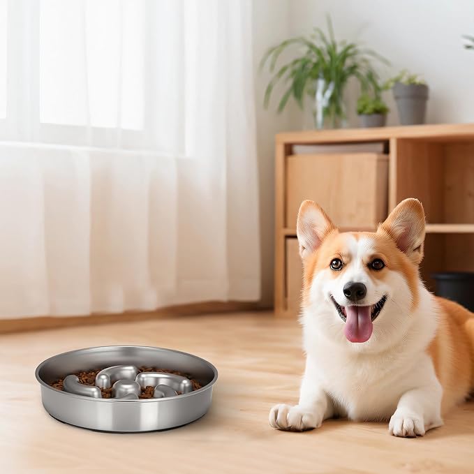 Slow Feeder Dog Bowl, 2 Cups Stainless Steel Heavy Duty Bowl Non-Slip Base | Puzzle Maze Non-Slip Design, Premium Heavy Duty Steel Structure, Slows Down Eating for Medium and Large Breed Dogs - Image 7