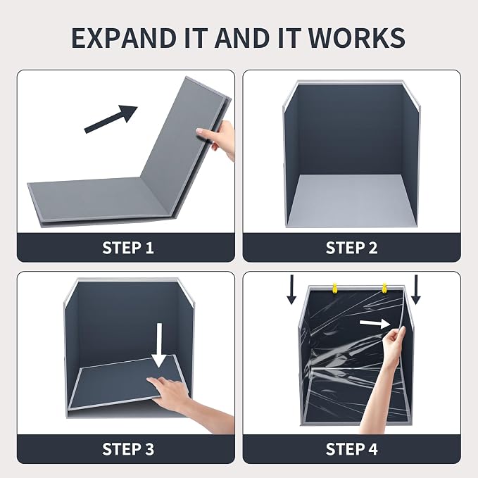 Aokeyee Gray High Side Cat Litter Box Enclosure Splash Guard | All-Inclusive Waterproof, 27.16x21.65x16.53, Foldable Anti-Leakage Dust Control Easy to Clean - Image 9