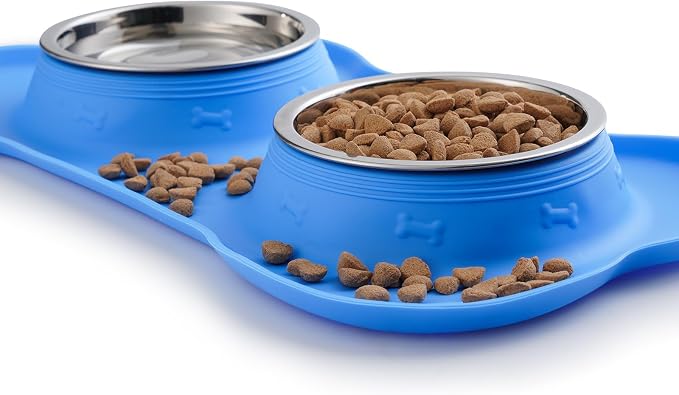 Hubulk Pet Dog Bowls 2 Stainless Steel Dog Bowl with No Spill Non-Skid Silicone Mat + Pet Food Scoop Water and Food Feeder Bowls for Feeding Small Medium Large Dogs Cats Puppies (Small, Blue) - Image 5