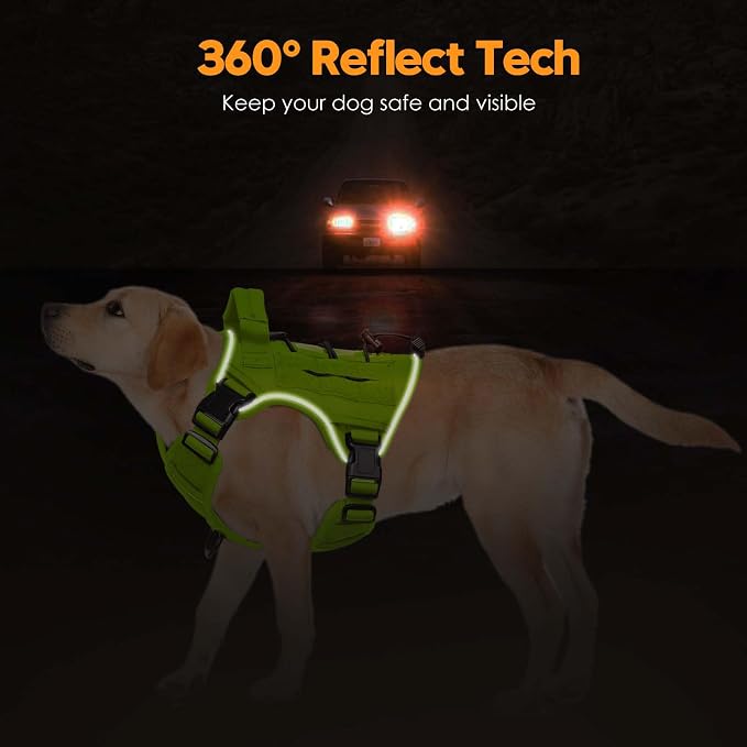 Heavy-Duty Tactical Dog Harness for Large Dogs, No Pull Adjustable Reflective Pet Vest with Molle System, K9 Military-Grade Control for Service Training, Outdoor & 10+ Breeds, Wild Lime, Small - Image 5