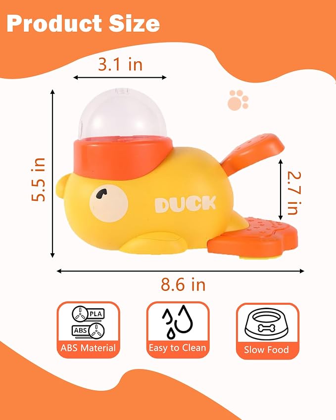 Interactive Dog Puzzle Toy Treat Dispenser Dog Toys, Duck Shape Slow Feeder | Eenrichment Toys for Small Medium Dogs & Cats, Promotes IQ Training Reduces Bloating Anti Gulping - Image 8