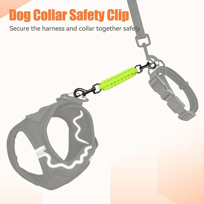 Dog Collar Safety Clip, Collar Companion, Handmade Backup Safety Strap, Double-Ended Clip Leash Connector, Suitable for Dog Harnesses, Prong, Pinch Collars (Fluoro Green, 1 Pack) - Image 4
