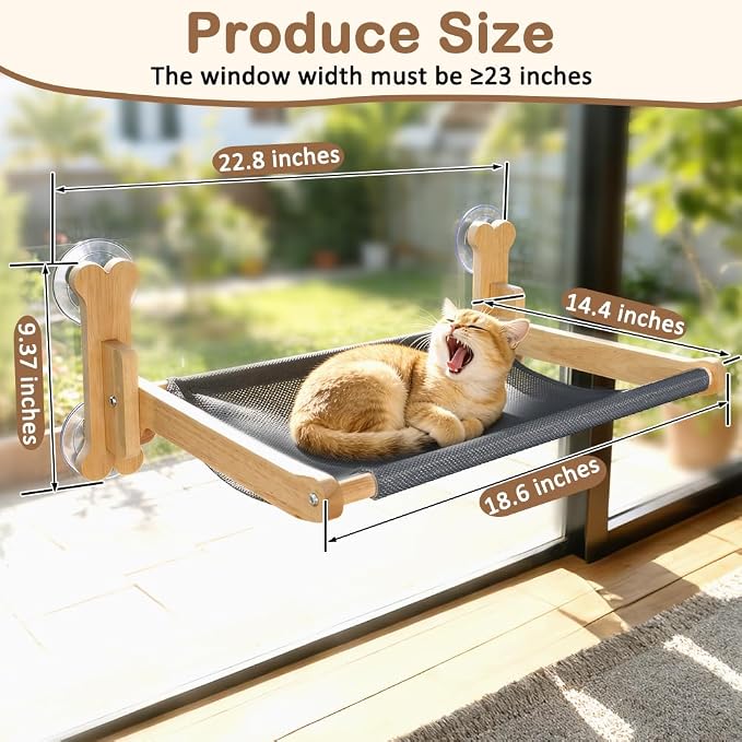 SZEE Cat Window Perch, Cooling Window Cat Bed with Cooling Mat, Foldable Pet Perch Hammock with Sturdy Wooden Frame & Large Suction Cup, with Soft Flannel Plush Backing for All-Season Use - Image 4