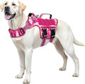 Dog Harness for Large Dogs, No Pull Tactical Vest with Front Clips | Easy Contrl Handle, Breathable Soft Padded, Adjustable, Reflective, Heavy Duty, Easy Take On & Off, Pink Camo Large by Runfido