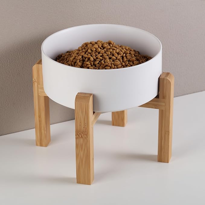 White Raised/Elevated Ceramic Dog Bowl for Small Medium Sized Breeds,Dog Food Water Bowl with Stand,6 in Non Slip Heavy Pet Feeding Dish 3.6 Cups/ 850 ml /28 OZ - Image 6