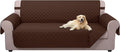 U-NICE HOME 4 Seater Sofa Cover 91''Large Couch Cover, Brown | Washable, Pet Friendly, Elastic Straps, Water Repellent, Furniture Protector Mat for 4 Cushion Couch by U-NICEHOME
