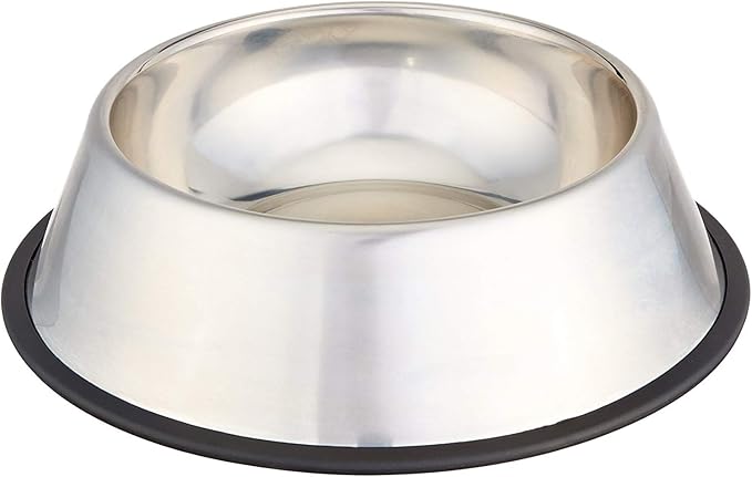 Amazon Basics Stainless Steel Non-Skid Dog Bowl, Dishwasher Safe, Rust Resistant, Single by AmazonBasics