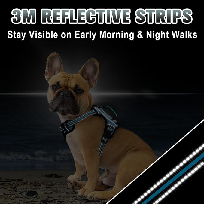 BARKBAY No Pull Dog Harness Large Reflective Dog Harness with Front Clip and Easy Control Handle for Walking Training Running with ID tag Pocket(Blue/Black,S) - Image 7