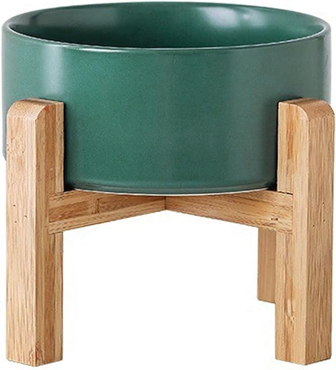 Petygooing Green Elevated/Raised Ceramic Dog Bowl for Small Breeds, Dog Food Water Dish with Stand,Pet Feeding Bowl with Anti Slip Rubber for Cats and Small Dogs Puppy 13.5 OZ (5.1In / 1.7 Cups) by PetygooingforYOURLOVEDPET