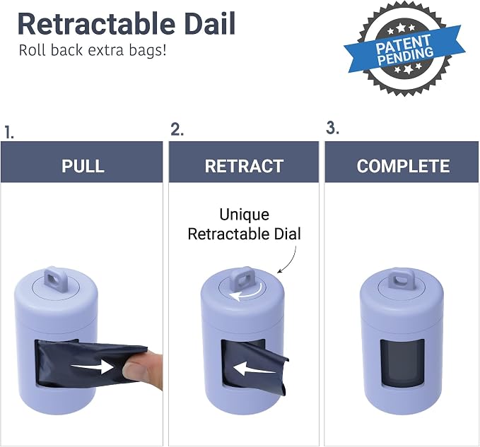SVD.PET Retractable Dog Poop Bag Dispenser and Waste Bag Holder Kit, Purple | Lightweight, Stretchy Strap Fits Any Dog Leash, Leak-Proof Bag Starter Roll Included, Dog Essentials for Walking and Travel - Image 2