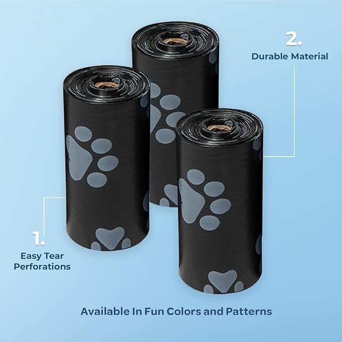 Best Pet Supplies Poop Bags for Dogs - Black, 360 Count | Scented, Leak-proof, Easy-Tear perforations, 15 Thick Bags per roll, Outdoor Walking & Travel, Fits Standard Holders - Image 2