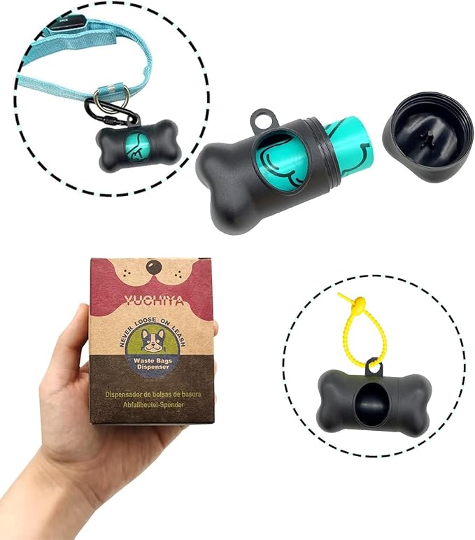 Dog Poop Pickup Bags Holder Dispenser with Standard-Sized Leak-Proof Scented Doggy Waste Bags and Carabiner with Safety Lock&Fastener Never Loose on Leash Lead Again (2 Holders 30 Bags, Black) - Image 2
