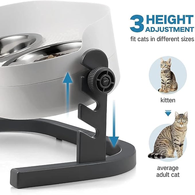 All for Paws Height Adjustable Cat Elevated Bowls Stainless Steel Dog Food Water Bowls, Height Adjustable Cat Feeder Mess Proof Pet Feeding Bowls for Small to Large Size Cats - Image 7