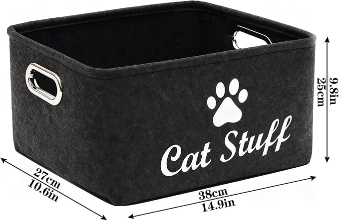 Cat Toy Bin Box Basket Storage container，Pet Toy Basket Bin Box For Cat Toys，Cat Toy Baskets With Metal Handles - Image 3