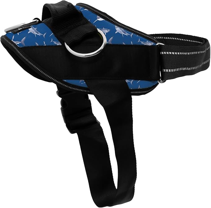 ShawnCo Essential Dog Harness, No-Pull Pet Vest (White Sharks,L) | 3 Leash Clips, Easy On, No-Choke, Reflective, Adjustable Fit, Padded Comfort, Control Handle, For Small, Medium & Large Dogs by SHAWNCO