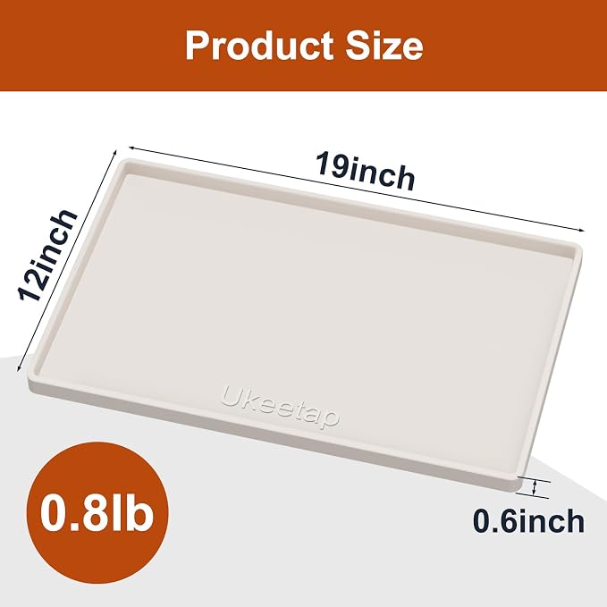 19" x 12" Extra Thick Silicone Mat Waterproof with Raised Edge, Beige | BPA-Free Non-Slip Dog & Cat Food Mat, Feeding Mat for Food and Water Bowls, Spill Proof Mat to Protect Floors - Image 7