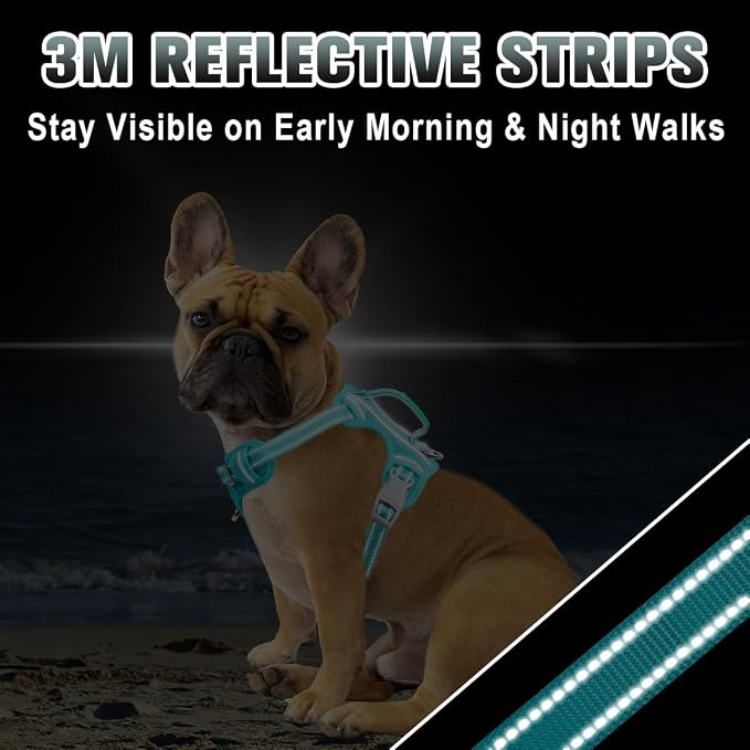 BARKBAY No Pull Dog Harness Large Reflective Dog Harness with Front Clip and Easy Control Handle for Walking Training Running with ID tag Pocket(Ocean Blue,S) - Image 7
