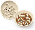 Slow Feeder Dog Bowls Made of Premium Food-Grade Silicone | Anti-Choking & Slow Eating for Improved Digestion, Non-Slip, Soft & Durable, Quiet Dog Bowl, Cute (Ivory, Doggy) by Lunabear
