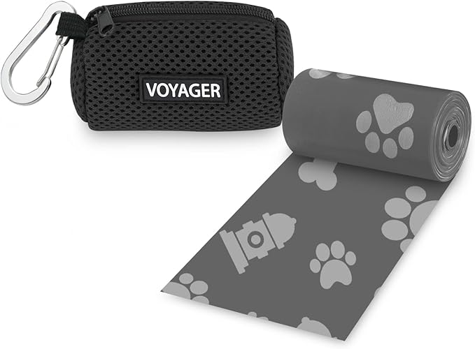 Best Pet Supplies Dog Poop Bag Holder Leash Attachment with Reusable Dispenser for Travel, Walking, Park, and Outdoor Use, Durable with Clip-On - Black, Mesh Dispenser w/15 Bags by BestPetSuppliesLLC