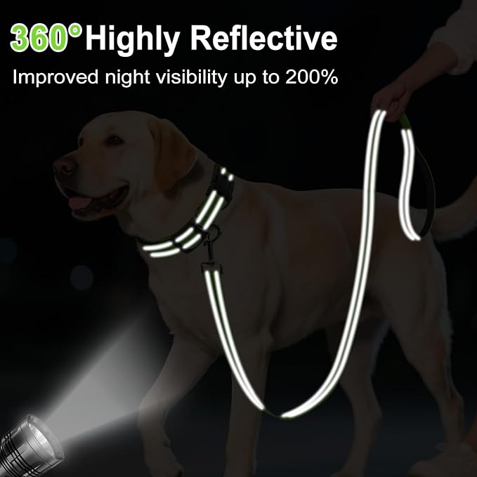 6FT Reflective Dog Leash, Padded Handle for Medium Large Dogs | Comfortable Nylon, Soft Handle Cushioning, Reflective Safety at Night, Walking Leash for Park & Hiking (1in, Green) - Image 3