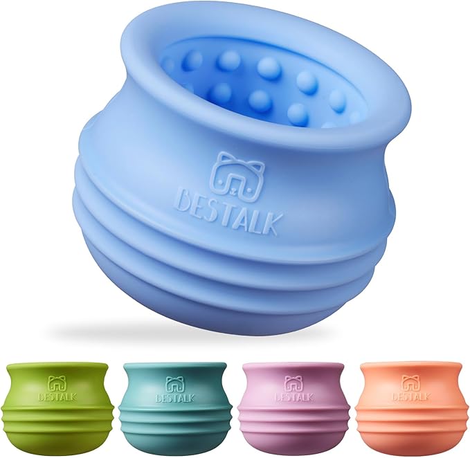 Dog Enrichment Treat Toy, Long-Lasting Wobbly Interactive Freeze Lick Toys for Dogs, Stuffable Puzzle Feeder Toy for Boredom, Silicone Treat Dispensing Chew Toy (Baby Blue,S) by BESTALK