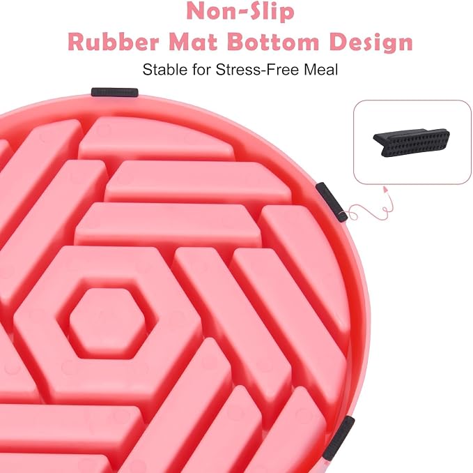 TOBYTO Slow Feeder Dog Bowls Large Medium Breed,Anti-Choking Slow Eating Dog Food Bowl,Non Slip Pet Slower Food Feeding Bowls Large Puzzle Slow Feeder Bloat Stop Maze Dog Dishes,Pink - Image 8