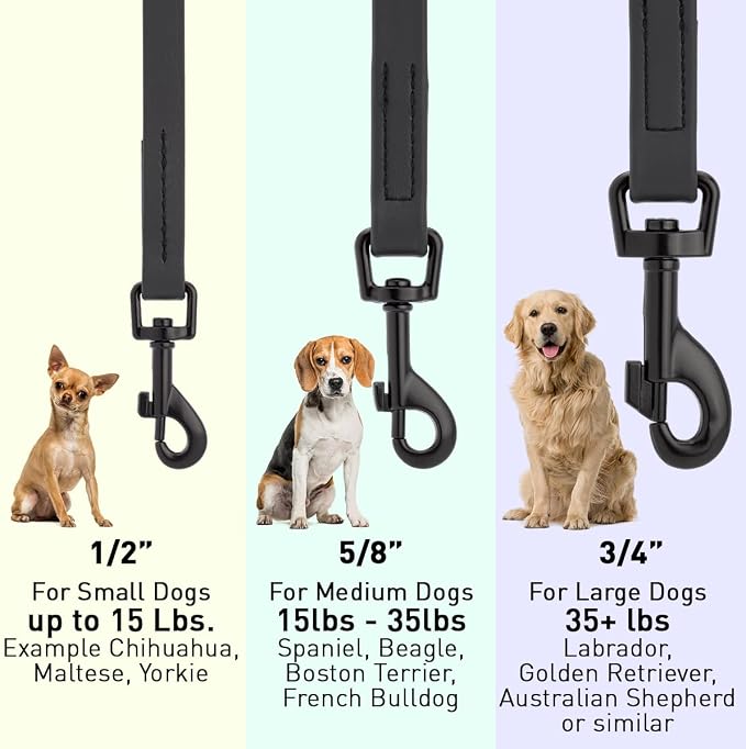 Dogline Biothane Waterproof Dog Leash Strong Coated Nylon Webbing with Black Hardware Odor-Proof Easy to Clean High Performance for Small or Large Dogs Made in USA 4 or 6 ft Lead, Black - Image 3