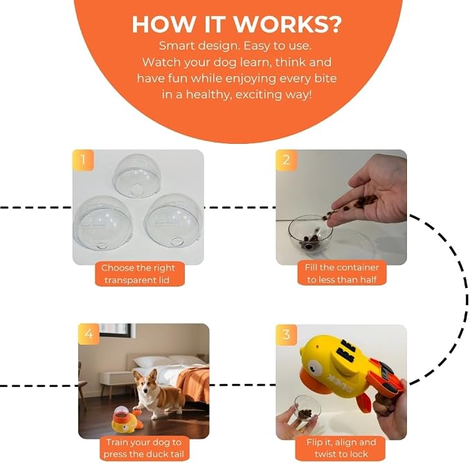 Duck Dog Treat Dispenser, Interactive Puzzle Toy, Slow Feeder Dog Bowls - Image 5