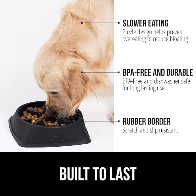 GORILLA GRIP® Patented Slow Feeder Dog and Cat Bowl, BPA Free, 4 Cup Black | Interactive Puzzle Toy for Food Training Enrichment, Keeps Pets Busy and Prevents Puppy Overeating, All Breeds - Image 2