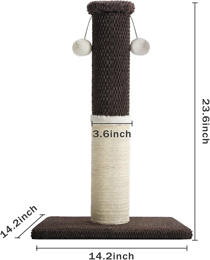 Made4Pets Cat Scratching Post with Sisal & Carpet for Indoor Cats, 23.6" | Cat Scratcher with Wide Stable Base, Interactive Hanging Toys, Ideal for Kittens, Small Cats and Everyday Indoor Play - Image 6