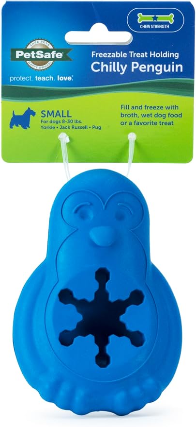 PetSafe Chilly Penguin Freezable Treat Holding Dog Toy, Small | Fill with Frozen Treats Like Peanut Butter or Wet Dog Food, Vanilla-Scented and Stackable Design, Top-Shelf Dishwasher Safe by PetSafe