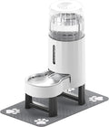 CZPET Elevated Dog Water Bowl Dispenser (8L+Stand+Mat, White) | With Stainless Steel Bowl Gravity Waterer, Large Capacity and Drinking Area Noise-Free for Pets by CZPET