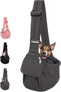 Lukovee Pet Sling, Small Pet Carrier, Hard Bottom Support & Safety Hook | Adjustable Drawstring Opening, Comfortable Padded Shoulder Strap, Zipper Pocket, Dog Slings Purse for Small Dog Cat (Grey) by Lukovee