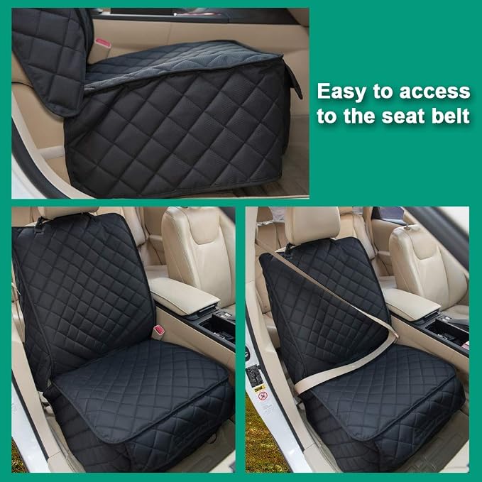 Waterproof Front Seat Cover Dog Car Seat Covers Nonslip and Full Protection with Side Flaps Fits Most Cars, Trucks, SUVs(Black, 2Pack) - Image 7