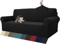 ZNSAYOTX 1 Piece Jacquard Couch Covers for 3 Cushion Couch High Stretch Sofa Cover for Pets Dogs Anti Slip Extra Large Sofa Slipcovers Furniture Protector (XL Sofa, Black) by ZNSAYOTX