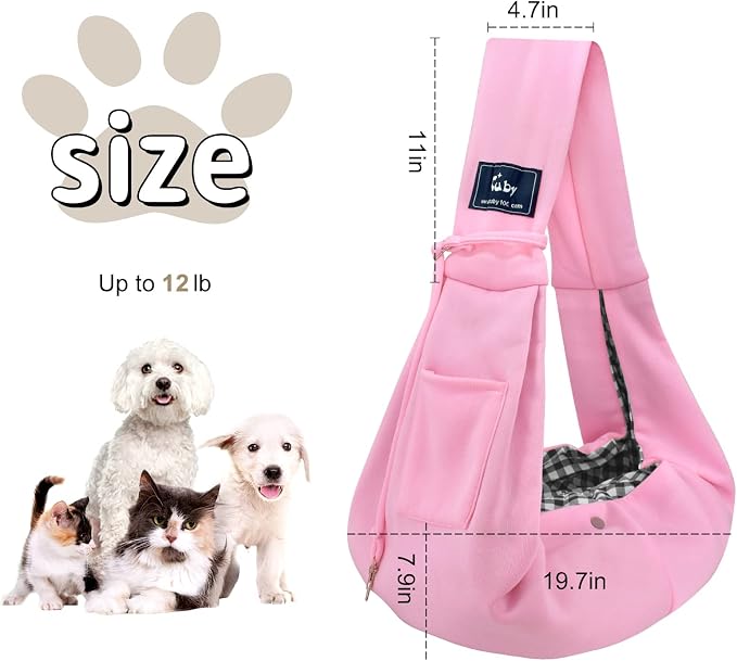CUBY Dog and Cat Sling Carrier - Hands Free Reversible Pet Papoose Bag - Soft Pouch and Tote Design - Suitable for Puppy, Small Dogs Cats Outdoor (Pink, Unadjustable Strap) - Image 3