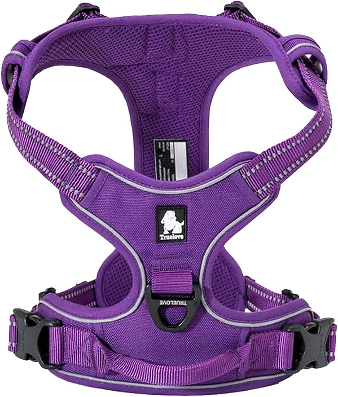 TRUE LOVE Adjustable No-Pull Dog Harness Reflective Pup Vest Harnesses Comfortable Control Brilliant Colors Truelove TLH5651(Purple,L) | Front Clip, No-Choke, Soft Padded, Control Handle, Anti Escape, Dog Car Harness, Walking and Training, Escape Proof... by TRUELOVE