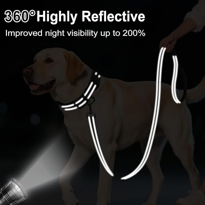 6FT Reflective Dog Leash, Padded Handle for Medium Large Dogs | Comfortable Nylon, Soft Handle Cushioning, Reflective Safety at Night, Walking Leash for Park & Hiking (1in, Black) - Image 3