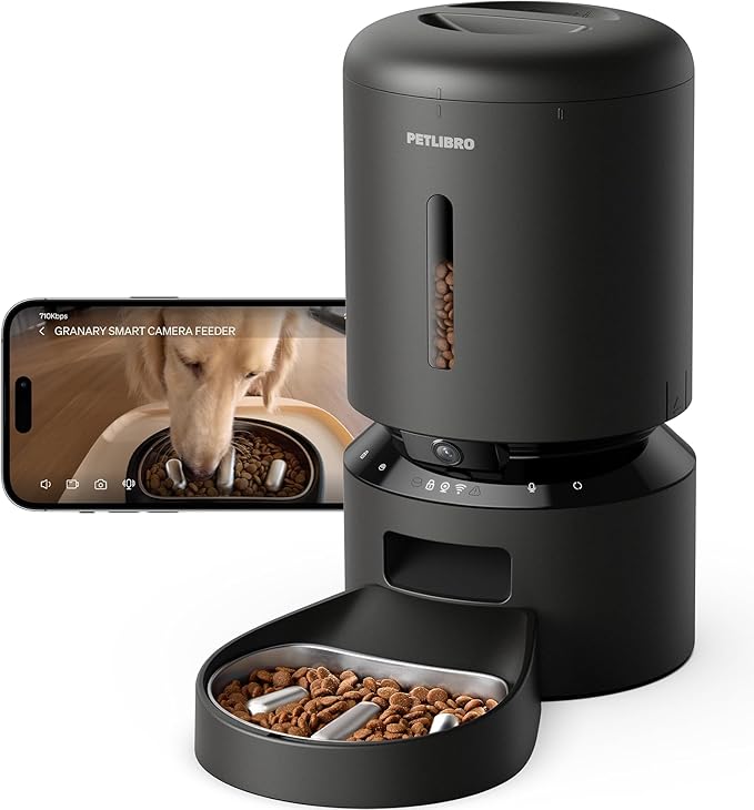 PETLIBRO Automatic Dog Feeder with Camera, Auto Cat Food Dispenser Slow Feeders Dogs Bowl, 1080P HD Video with Night Vision, 5G WiFi with 2-Way Audio, Stainless Steel Slow Food Tray for Small Dogs by Unknown