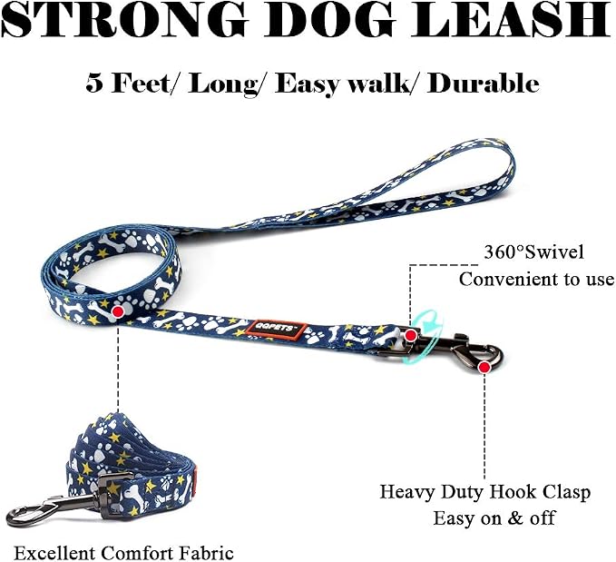 Dog Harness Leash Set Adjustable Heavy Duty No Pull Halter Harnesses for Small Medium Large Breed Dogs Back Clip Anti-Twist Perfect for Walking (M(19"-26" Chest Girth), Bone) - Image 3