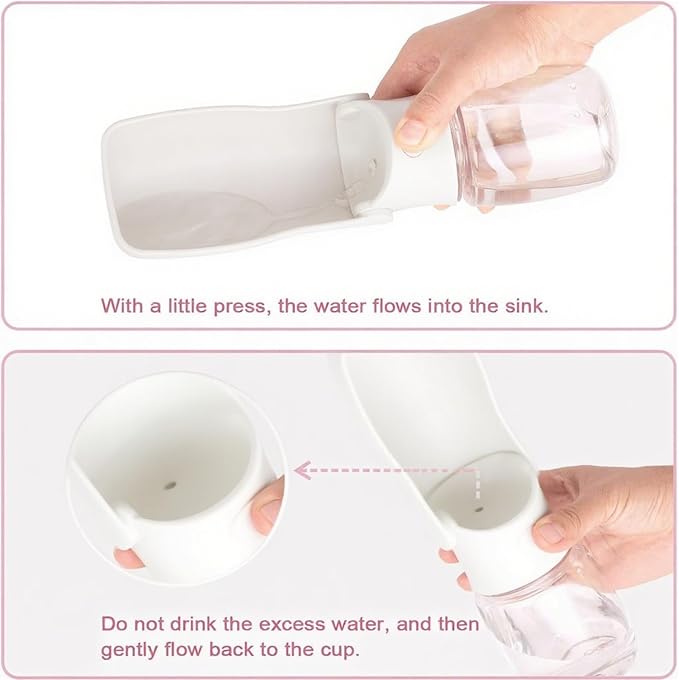 Portable Dog Water Bottle, Foldable Water Bottle for Dog, White, 12oz | Leak Proof Dispenser, Dishwasher Safe, Puppy Travel Water Bowl Fit for Cat, Rabbit, Small Animals Walking, Hiking, Travel - Image 4