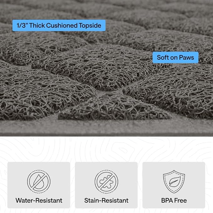 GORILLA GRIP Cat Litter Box Mat, Cushioned Coil Mesh Litter Trapping Mats, Scatter Control Supplies for Less Mess, Phthalate Free, Ultra Deep Catch Grooves, Rinse or Vacuum to Clean, 30x20 Dark Gray - Image 5
