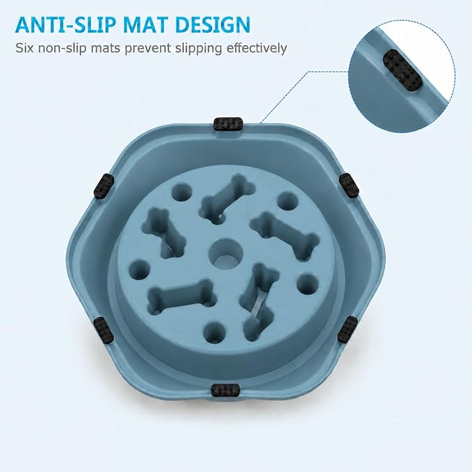 Slow Feeder Dog Bowl,Suitable for Small and Medium Breeds. Blue | Slow Feed Puzzle Dog Bowl, Non-Slip Interactive Maze to Slow Eating, Bone-Shaped. - Image 7