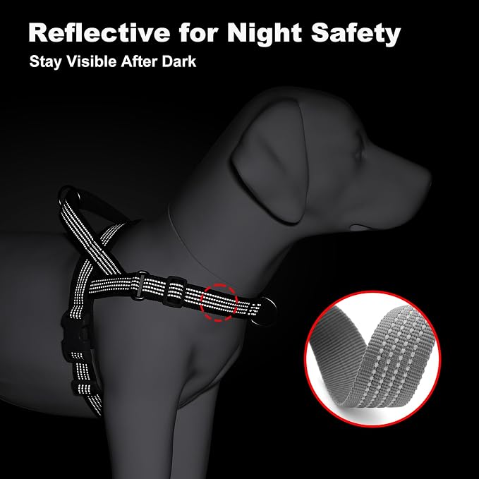 No Pull Dog Harness with Handle, Adjustable Soft Mesh Padded Vest | Reflective Walking Harness with Front Clip for Small Medium Large Dogs, Quick Fit No Escape for Training, Gray. L - Image 7