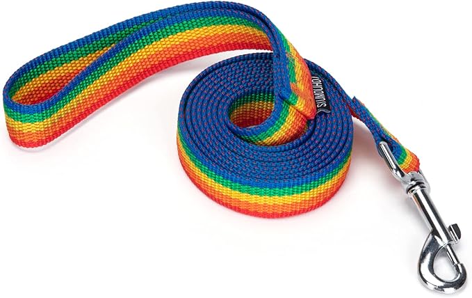 Strong Durable 6 ft Nylon Dog Training Leash, 1 Inch Wide Traction Rope, for Small and Medium Dog (Rainbow, 6 Feet) by Siumouhoi