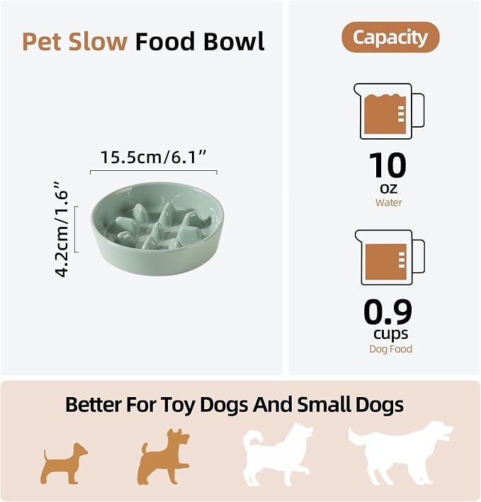 Havniva Dog Bowls Slow Feeder, Ceramic Slow Feeder Dog Bowls for Fast Eater | 0.9 Cups Dog Food Bowl Puzzle Feeder, Slow Feeding Bowls for Small Breed, Non-Slip Base, Anti-Choking - Image 2