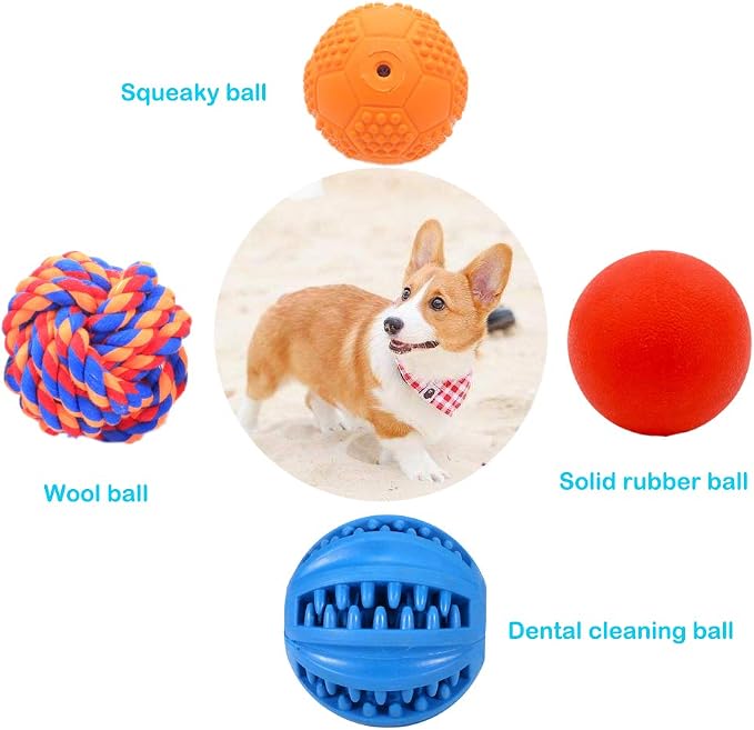 Volacopets Puppy Balls - Pack with Different Functions & Teething Toys for Small Dogs, Squeaky Dog Balls, Rubber Chew Toys for Enrichment - Image 3