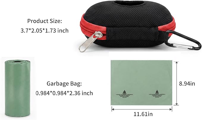 Dog Poop Bag Holder for Leash, Large Opening Easy Pull-Out Poop Bag Dispenser with Used Waste Bag Carrier, Compatible with Any Retractable Leash, Includes 15 Unscented Doggy Poo Bags (Red) - Image 7